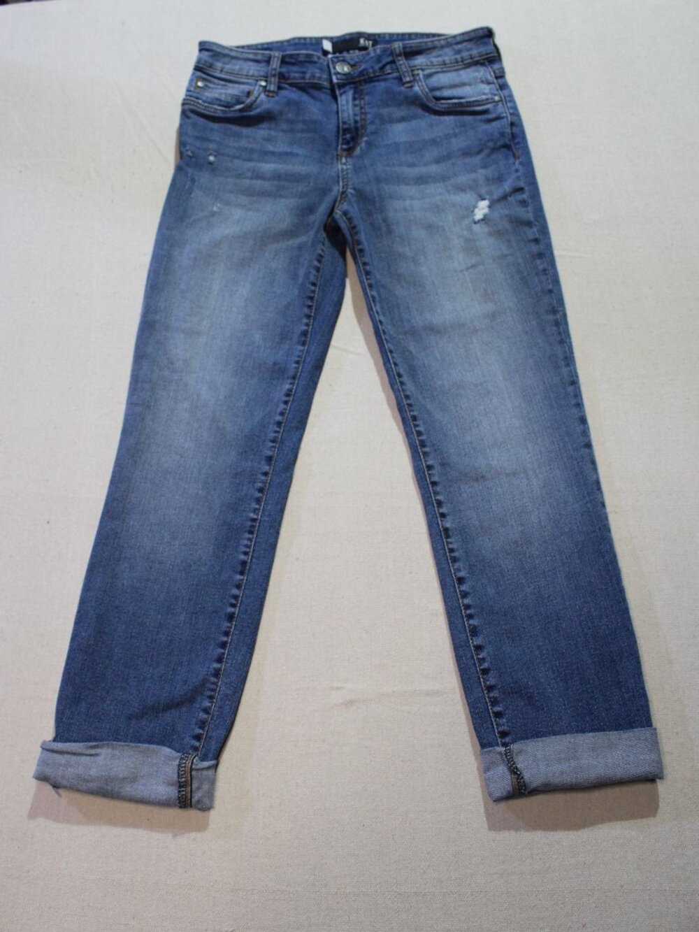 KUT From The Kloth Catherine Boyfriend Jeans, Medium Wash, Distressed, Sz 6